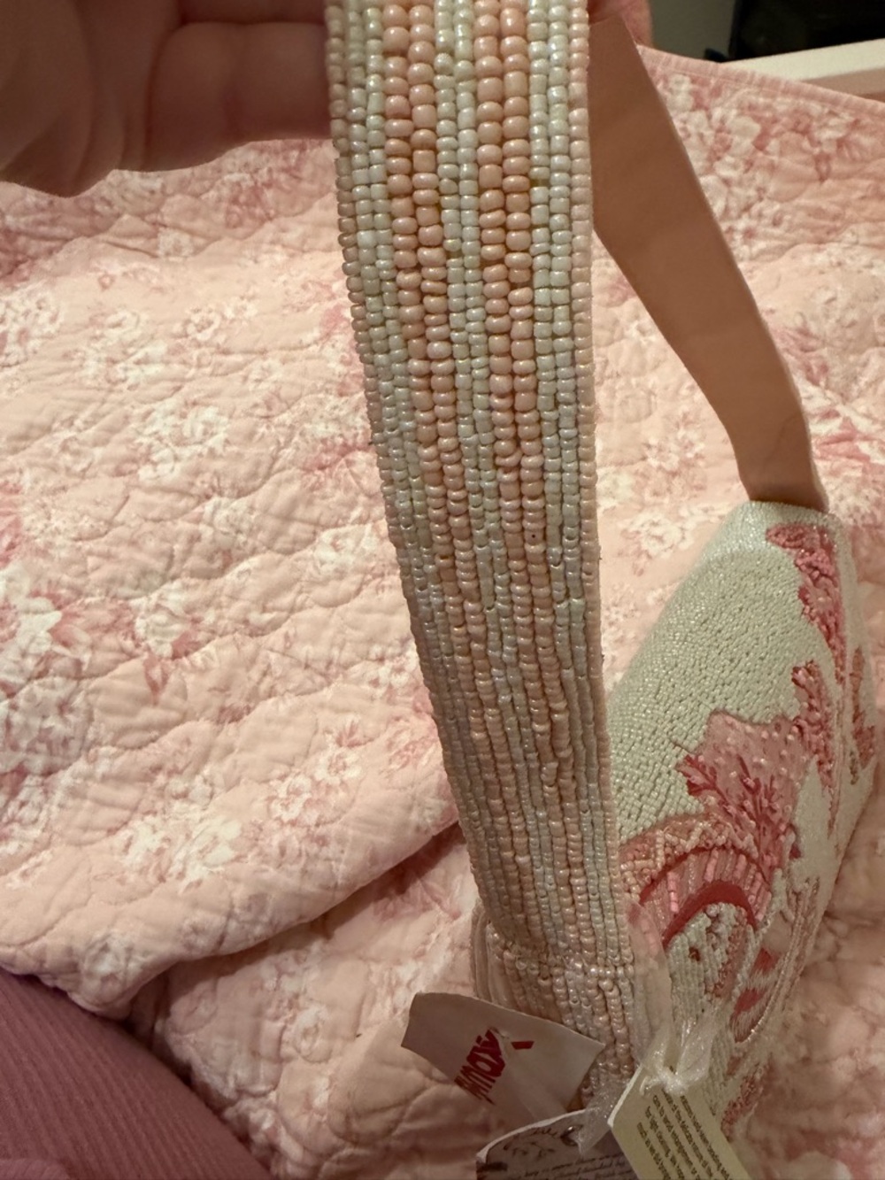 Beaded Ballerina Shoulder Bag in Pink and Cream - Picture 3 of 4